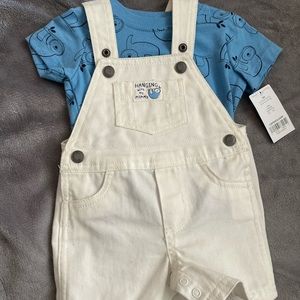 3 month overall shorts and t shirt